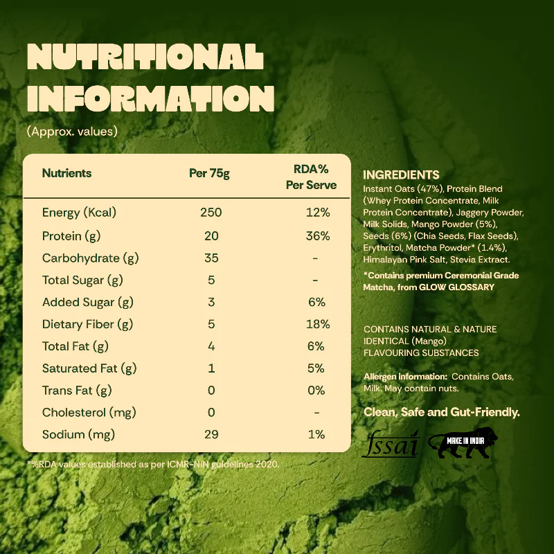 MANGO MATCHA HIGH PROTEIN OATS ( PACK OF 5 ) - (3765/5000) - Image 5